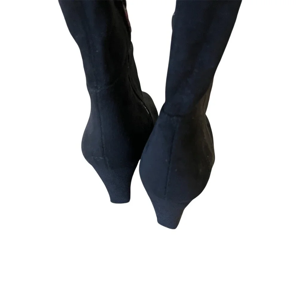 Vince Camuto Over-the-Knee Boots Womens 9.5 Black Suede Block Heel Zip Tapley